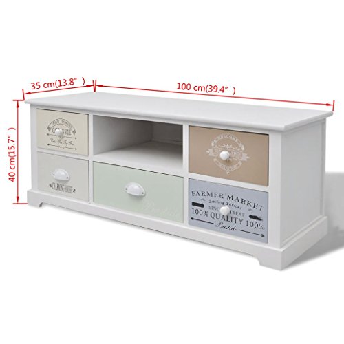 Festnight- Mobile TV Francese Shabby/Comò e cassettiere Chic in Legno - 2