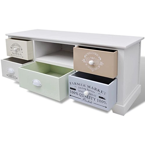 Festnight- Mobile TV Francese Shabby/Comò e cassettiere Chic in Legno - 3