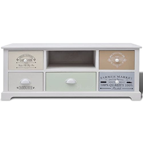 Festnight- Mobile TV Francese Shabby/Comò e cassettiere Chic in Legno - 5