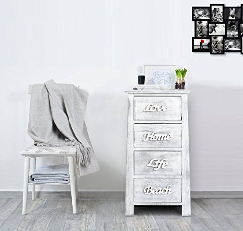 Rebecca srl Mobiletto Comodino legno Bianco Grigio Shabby Stile Vintage Camera Bagno (Cod. RE4555) - 2