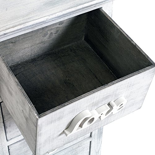 Rebecca srl Mobiletto Comodino legno Bianco Grigio Shabby Stile Vintage Camera Bagno (Cod. RE4555) - 5