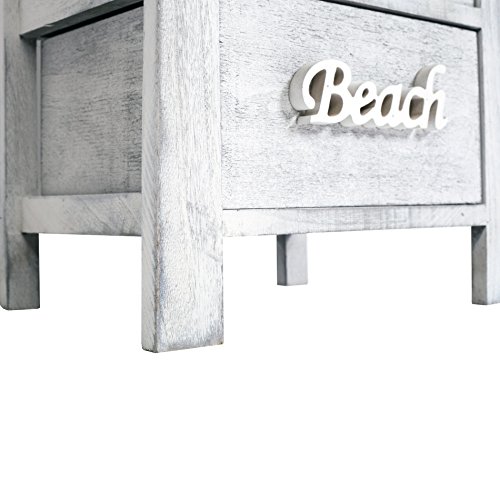 Rebecca srl Mobiletto Comodino legno Bianco Grigio Shabby Stile Vintage Camera Bagno (Cod. RE4555) - 7