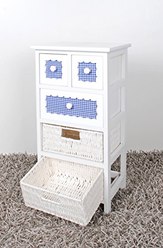Cassettone/comodino/ – stile: casa di campagna, shabby – bianco – con cassetti e panieri - 2