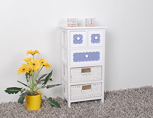 Cassettone/comodino/ – stile: casa di campagna, shabby – bianco – con cassetti e panieri - 4