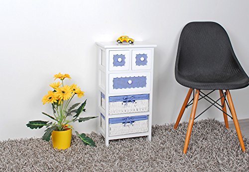 Cassettone/comodino/ – stile: casa di campagna, shabby – bianco – con cassetti e panieri - 6