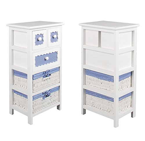 Cassettone/comodino/ – stile: casa di campagna, shabby – bianco – con cassetti e panieri - 7