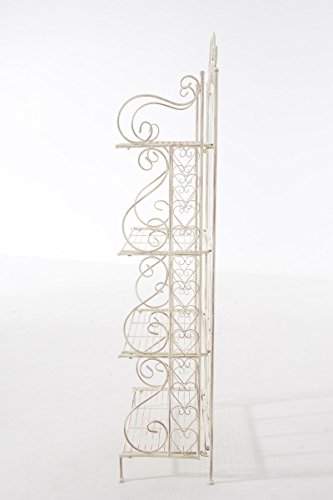 CLP Étagère in Ferro Richiudibile ANTJE – Scaffale Rustico Cucina 4 Ripiani I Scaffale Espositore Shabby Chic I Scaffale Espositore per Piante e Fiori I Scaffale Cucina o Bagno Crema Antico - 3