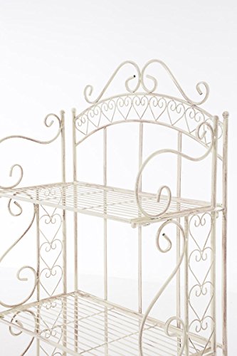 CLP Étagère in Ferro Richiudibile ANTJE – Scaffale Rustico Cucina 4 Ripiani I Scaffale Espositore Shabby Chic I Scaffale Espositore per Piante e Fiori I Scaffale Cucina o Bagno Crema Antico - 4