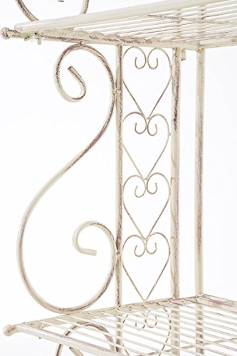 CLP Étagère in Ferro Richiudibile ANTJE – Scaffale Rustico Cucina 4 Ripiani I Scaffale Espositore Shabby Chic I Scaffale Espositore per Piante e Fiori I Scaffale Cucina o Bagno Crema Antico - 7