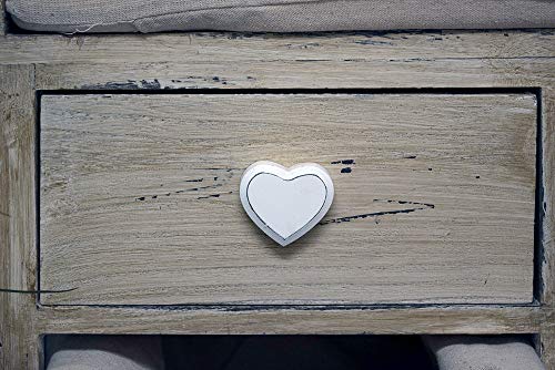 Rebecca Mobili Panca Legno e Vimini, panchina 4 cassetti, Beige, Shabby Chic, per Ingresso Camera - Misure: 47,5 x 62 x 33,5 cm (HxLxP) - Art. re4159 - 3