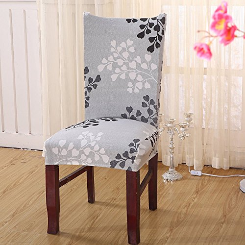 6 x morbido spandex elasticizzato Fit sedie da sala da pranzo con motivo stampato, banchetto sedia sedile Slipcover per Hone party hotel cerimonia di nozze Posate da pasto B - 3