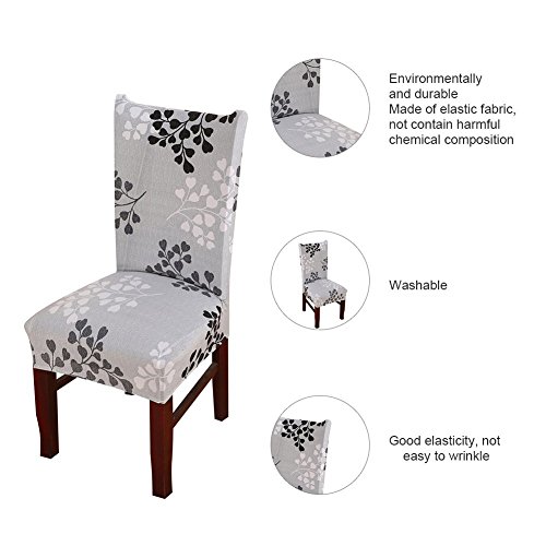 6 x morbido spandex elasticizzato Fit sedie da sala da pranzo con motivo stampato, banchetto sedia sedile Slipcover per Hone party hotel cerimonia di nozze Posate da pasto B - 4