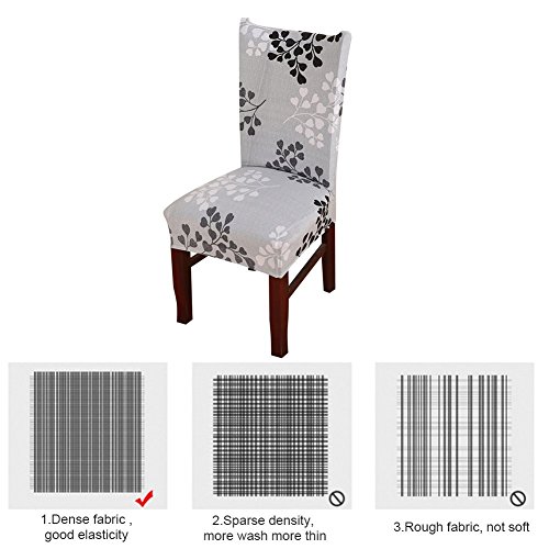 6 x morbido spandex elasticizzato Fit sedie da sala da pranzo con motivo stampato, banchetto sedia sedile Slipcover per Hone party hotel cerimonia di nozze Posate da pasto B - 5