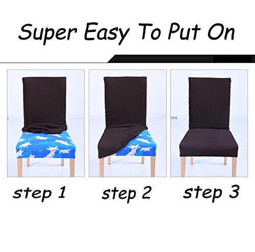 6 x morbido spandex elasticizzato Fit sedie da sala da pranzo con motivo stampato, banchetto sedia sedile Slipcover per Hone party hotel cerimonia di nozze Posate da pasto B - 7