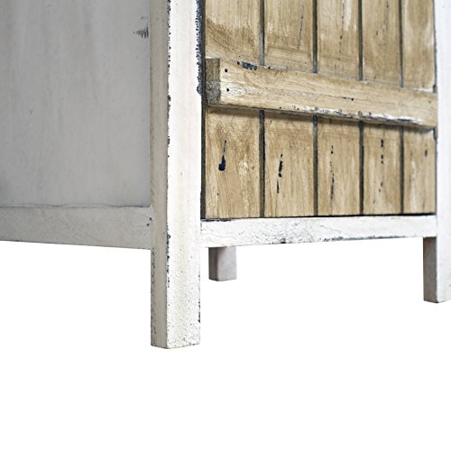 Rebecca Mobili Armadietto Shabby, cassettiera Camera da Letto, 2 cassetti 1 Anta, Stile Shabby, Legno paulonia, Bianco Beige - Misure: 84 x 37 x 31 cm (HxLxP) - Art. RE4415 - 7