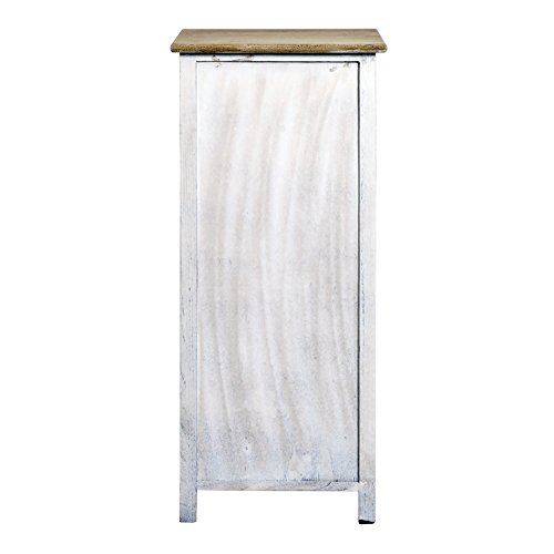 Rebecca Mobili Armadietto Shabby, cassettiera Camera da Letto, 2 cassetti 1 Anta, Stile Shabby, Legno paulonia, Bianco Beige - Misure: 84 x 37 x 31 cm (HxLxP) - Art. RE4415 - 8