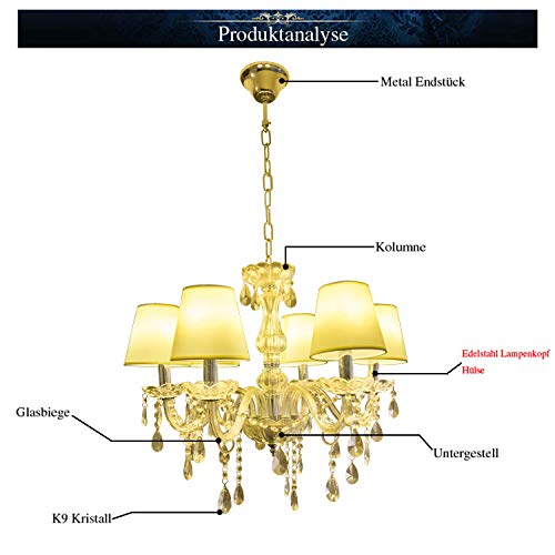 Vingo® Chandeliers cristallo Lampada 6 lampadari in cristallo a braccio 6 Applicabile al soggiorno, sala conferenze, lobby [Classe di efficienza energetica A++] - 2