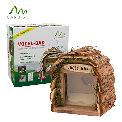 Gardigo Mangiatoia per Uccelli | Stazione per Alimentazione in Legno naturale | Ideale per decorazione giardino - 5