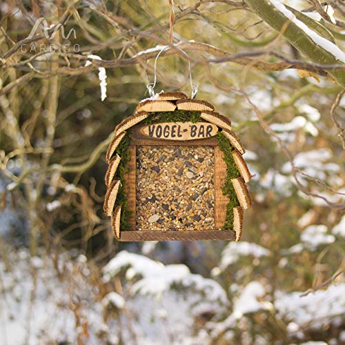 Gardigo Mangiatoia per Uccelli | Stazione per Alimentazione in Legno naturale | Ideale per decorazione giardino - 6