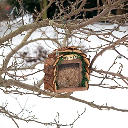 Gardigo Mangiatoia per Uccelli | Stazione per Alimentazione in Legno naturale | Ideale per decorazione giardino - 7