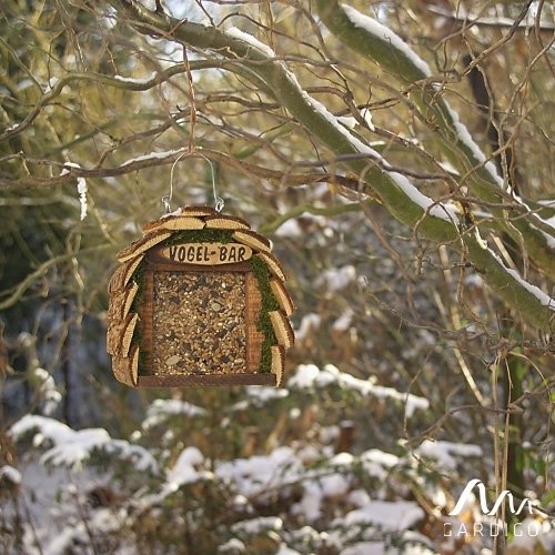 Gardigo Mangiatoia per Uccelli | Stazione per Alimentazione in Legno naturale | Ideale per decorazione giardino - 8