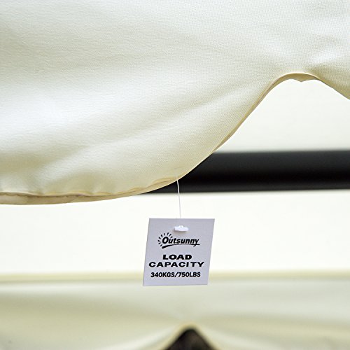 Outsunny Dondolo da Giardino Tre Posti Trasformabile in Letto con Cuscini 200 × 120 × 164cm Crema - 9