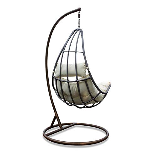 Sedia a dondolo sospesa in rattan per interno e esterno con cuscino Sofia - 2