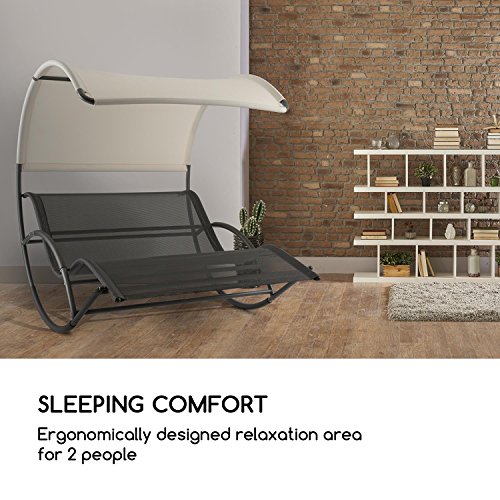Blumfeldt The Big Easy • Divano da Giardino a Dondolo • Lettino • Ergonomico • Resistente alle intemperie • Tetto Impermeabile • Protezione Raggi UV • Alluminio • Uso Interno o Esterno • Max. 350 kg - 5