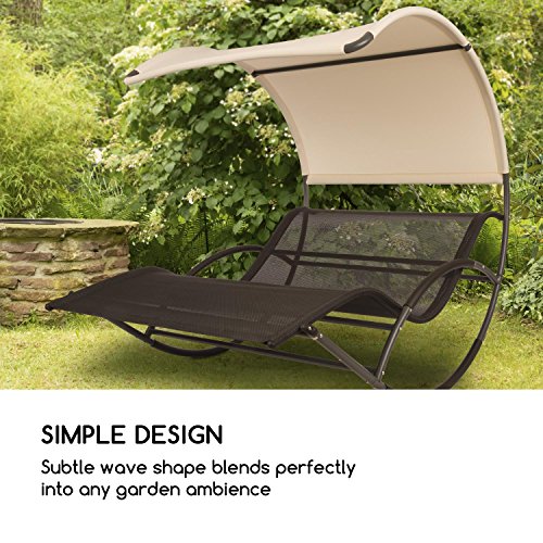 Blumfeldt The Big Easy • Divano da Giardino a Dondolo • Lettino • Ergonomico • Resistente alle intemperie • Tetto Impermeabile • Protezione Raggi UV • Alluminio • Uso Interno o Esterno • Max. 350 kg - 7