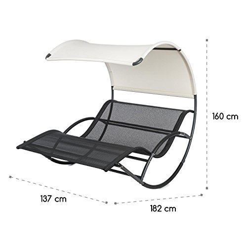 Blumfeldt The Big Easy • Divano da Giardino a Dondolo • Lettino • Ergonomico • Resistente alle intemperie • Tetto Impermeabile • Protezione Raggi UV • Alluminio • Uso Interno o Esterno • Max. 350 kg - 9