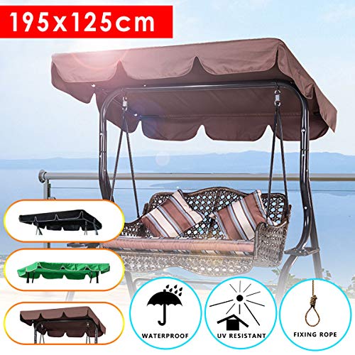 dDanke Dondolo resistente ai raggi UV antipioggia tettuccio sostitutivo per dondolo da giardino, in 3 posti 195 * 125 cm - 4