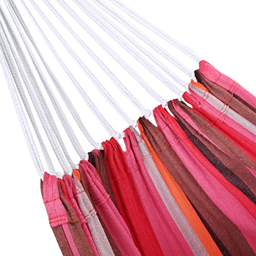 Amaca doppia, Vanfree Amaca da Giardino e Campeggio in cotone 220 × 160 cm, Dondoli amaca per 2 Persone, Portata Massima 250kg, Rosa - 4