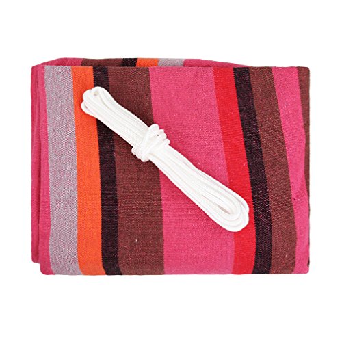 Amaca doppia, Vanfree Amaca da Giardino e Campeggio in cotone 220 × 160 cm, Dondoli amaca per 2 Persone, Portata Massima 250kg, Rosa - 5