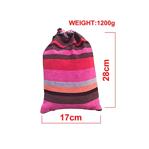 Amaca doppia, Vanfree Amaca da Giardino e Campeggio in cotone 220 × 160 cm, Dondoli amaca per 2 Persone, Portata Massima 250kg, Rosa - 8