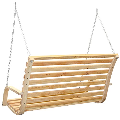 AMANKA Panca Dondolo 3 Persone, predisposta per essere appesa | Altalena per la Famiglia in Legno di Larice | robuste Catene e Ganci inclusi | ideale per Interni ed Esterni - 2
