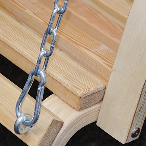 AMANKA Panca Dondolo 3 Persone, predisposta per essere appesa | Altalena per la Famiglia in Legno di Larice | robuste Catene e Ganci inclusi | ideale per Interni ed Esterni - 3