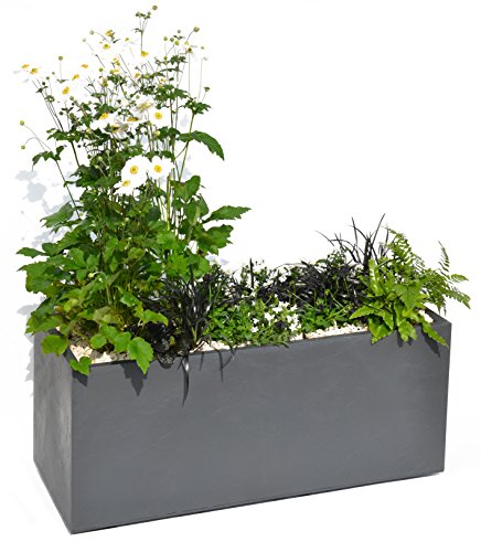 Eda Plastiques - 13731 BR.T SX1 - Volcania, Fioriera in plastica, 100 x 40 x 40 cm, Colore: Grigio (Anthrazit) - 2