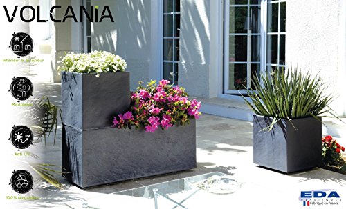 Eda Plastiques - 13731 BR.T SX1 - Volcania, Fioriera in plastica, 100 x 40 x 40 cm, Colore: Grigio (Anthrazit) - 3