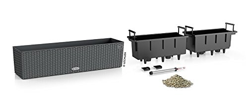 Vaso Fioriera in Resina per Piante Lechuza Balconera 80 Cottage Set Completo - GRANITO - 2