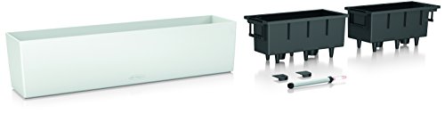 Lechuza Balconera 80 Color Set Completo Vaso Fioriera in Resina per Piante, Bianco - 2