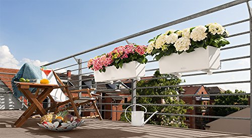 Lechuza Balconera 80 Color Set Completo Vaso Fioriera in Resina per Piante, Bianco - 3