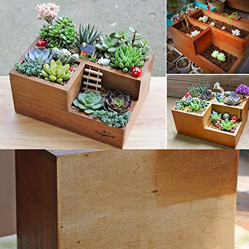 Fioriera da giardino in legno: vaso per piante grasse, aiuola a tre griglie. - 5