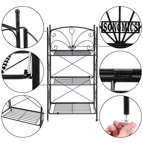 SONGMICS Portafiori 3 Ripiani Decorativa in Ferro Verniciato Fioriere per Balcone Giardino GFS102B - 3