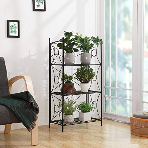 SONGMICS Portafiori 3 Ripiani Decorativa in Ferro Verniciato Fioriere per Balcone Giardino GFS102B - 4