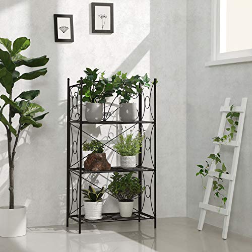 SONGMICS Portafiori 3 Ripiani Decorativa in Ferro Verniciato Fioriere per Balcone Giardino GFS102B - 5