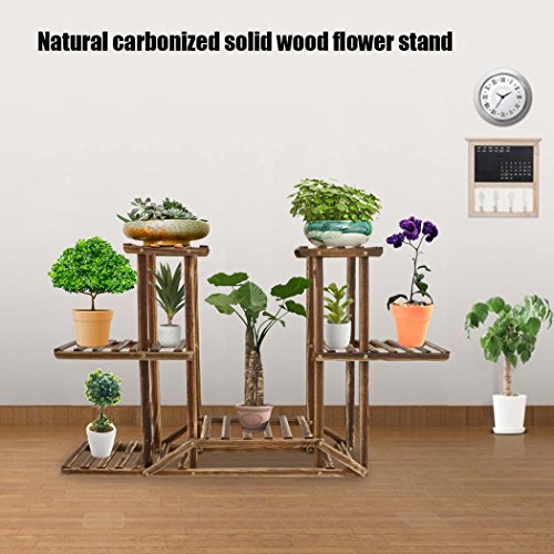 Malayas Scaffale Porta-fiori 6 Ripiani Legno Fioriera Verticale a Scala da Interno 95 cm x 95 cm x 25 cm - 6