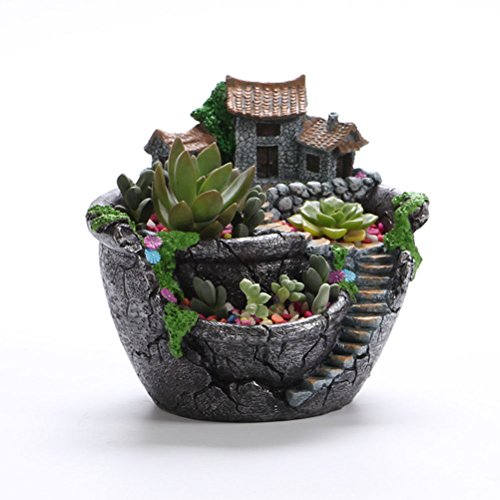 OUNONA Vasi di fiore pianta Fata Vaso da giardino con dolci della casa (argento) - 2
