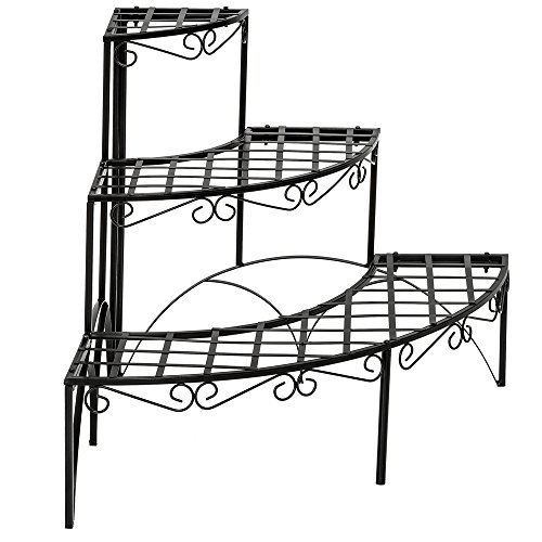 TecTake FIORIERA PORTAVASI GIARDINO A 3 PIANI IN FERRO DECORATIVA ca. 60x60x60cm - portata massima: ca. 30 kg - modelli differenti (rotondo | no. 401712) - 4