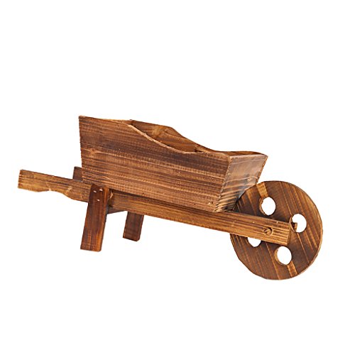 Sharplace 1pz Fioriera Legno A Carriola Manuale 45x16x20cm Decor Giardino Esterna - 2