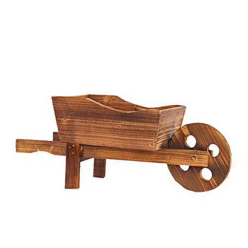 Sharplace 1pz Fioriera Legno A Carriola Manuale 45x16x20cm Decor Giardino Esterna - 3
